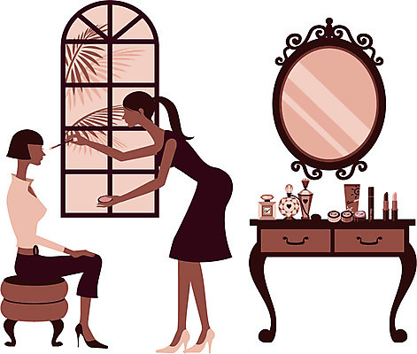 EPS 여자 패션 의자 일러스트 창문 사람 20대 두명 쇼핑 화장 화장품 거울 오브젝트 화장대 아티스트 여자만 성인여자만 청년만 청년여자만 성인만 국내일러스트 직업 가구 청년 뷰티 파일형식 벡터