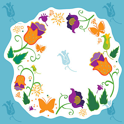 EPS 식물 꽃 나비 곤충 백그라운드 무늬 꽃무늬 패턴 일러스트 프레임 사람없음 파란색 패턴프레임 국내일러스트 동물 컬러 파일형식 벡터