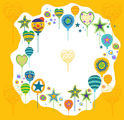 EPS 모양 백그라운드 무늬 패턴 일러스트 프레임 사람없음 노란색 다양 풍선 패턴프레임 국내일러스트 컬러 다수 파일형식 벡터