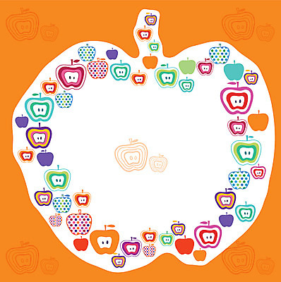 EPS 모양 열매 백그라운드 무늬 패턴 과일 일러스트 프레임 사람없음 주황색 사과 패턴프레임 국내일러스트 식물 컬러 파일형식 벡터