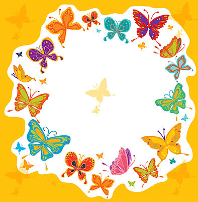 EPS 나비 곤충 백그라운드 무늬 패턴 일러스트 프레임 사람없음 노란색 패턴프레임 국내일러스트 동물 컬러 파일형식 벡터