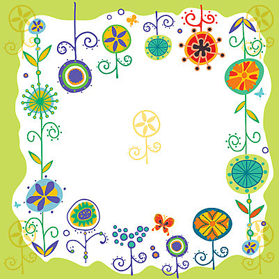 EPS 식물 꽃 백그라운드 꽃밭 무늬 꽃무늬 패턴 일러스트 프레임 사람없음 연두색 패턴프레임 국내일러스트 초록색 파일형식 벡터