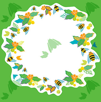 EPS 식물 열매 꽃 곤충 백그라운드 잎 무늬 패턴 과일 일러스트 나뭇잎 프레임 사람없음 초록색 벌 패턴프레임 국내일러스트 동물 컬러 파일형식 벡터