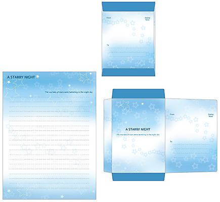 EPS 모양 템플릿 별 패턴 봉투 편지봉투 프레임 틀 사람없음 파란색 세트 여러개 편지 편지지 레터폼 이미지템플릿 자연요소 컬러 다수 무늬 파일형식 벡터