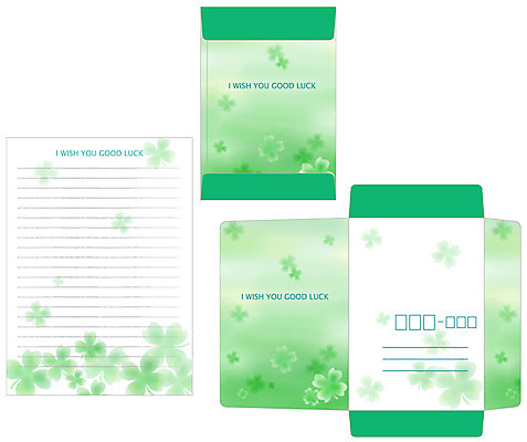 EPS 템플릿 잎 봉투 편지봉투 프레임 틀 사람없음 초록색 세트 여러개 네잎클로버 클로버 편지 편지지 레터폼 이미지템플릿 식물 컬러 다수 파일형식 벡터