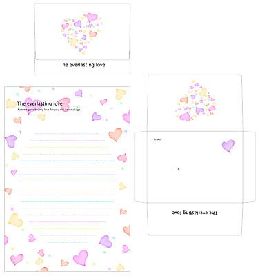 EPS 템플릿 문양 패턴 봉투 편지봉투 프레임 틀 사람없음 세트 컬러풀 여러개 하트 편지 편지지 레터폼 이미지템플릿 모양 컬러 다수 무늬 파일형식 벡터