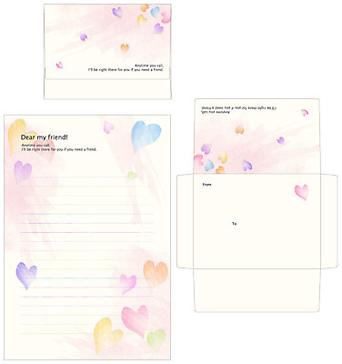 EPS 템플릿 문양 패턴 봉투 편지봉투 프레임 틀 사람없음 세트 컬러풀 여러개 하트 편지 편지지 레터폼 이미지템플릿 모양 컬러 다수 무늬 파일형식 벡터