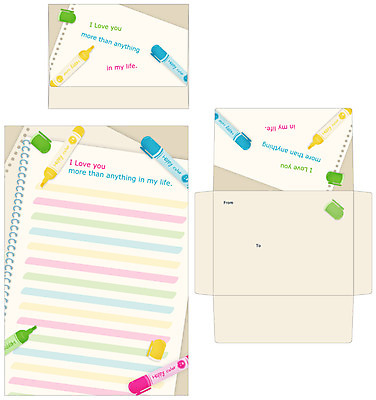 EPS 템플릿 문구용품 봉투 편지봉투 프레임 틀 사람없음 세트 펜 여러개 편지 사인펜 편지지 레터폼 이미지템플릿 다수 필기구 오브젝트 파일형식 벡터