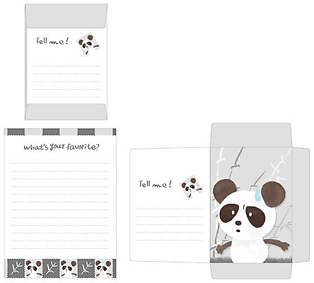 EPS 동물 템플릿 한마리 봉투 편지봉투 프레임 틀 사람없음 세트 판다 편지 대나무 편지지 레터폼 이미지템플릿 나무 1 곰 파일형식 벡터