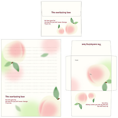 EPS 템플릿 열매 분홍색 잎 과일 봉투 편지봉투 프레임 틀 사람없음 세트 편지 편지지 레터폼 복숭아 이미지템플릿 식물 컬러 파일형식 벡터