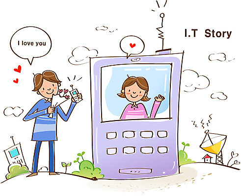 EPS 여자 남자 프로포즈 통신 정보기술 사랑 웃음 사람 20대 성인 두명 10대 스마트폰 핸드폰 정보 네트워크 스마트 IT라이프 편리함 소통 화상통화 라이프스타일 감정 컨셉 청소년 기술 표정 청년 전자제품 스마트기기 통화 파일형식 벡터