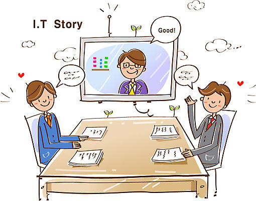 EPS 남자 통신 회의 직장 정보기술 웃음 사람 성인 세명 스크린 정보 스마트 IT라이프 편리함 소통 남자만 성인남자만 성인만 라이프스타일 컨셉 회사 비즈니스 기술 표정 파일형식 벡터