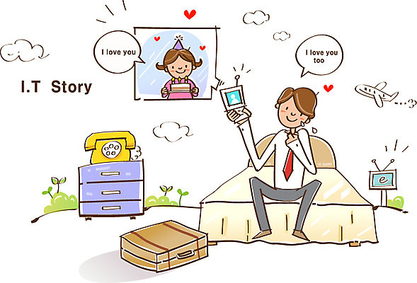 EPS 남자 딸 가방 통신 정보기술 한명 웃음 사람 성인 스마트폰 정보 침대 축하 스마트 출장 IT라이프 통화 편리함 소통 화상통화 성인만 1 라이프스타일 잡화 가구 컨셉 비즈니스 가족 모션 기술 표정 핸드폰 스마트기기 파일형식 벡터