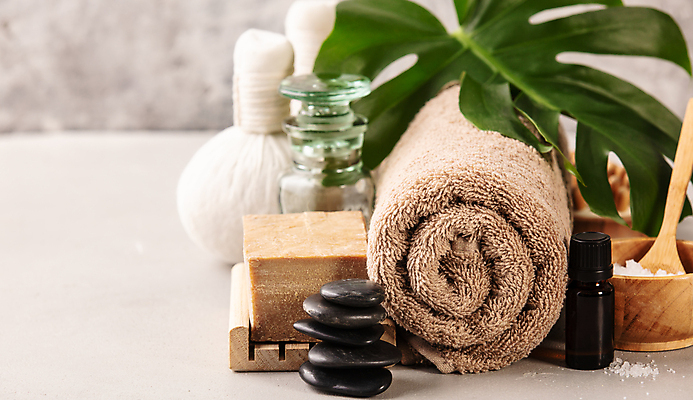 포토 JPG 해외이미지 잎 사람없음 수건 위생용품 숟가락 조약돌 스파용품 소금 비누 아로마테라피 해외202004 해외포토 식물 생활용품 수저 스파 돌_바위 오브젝트 테라피 파일형식