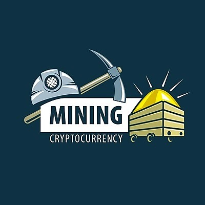 EPS 해외이미지 일러스트 타이포그라피 사람없음 디지털 수레 황금 안전모 남색 발굴 심볼 곡괭이 가상화폐 해외202004 해외202105 해외일러스트 문자 컬러 돈 카트 헬멧 안전장비 파일형식 벡터