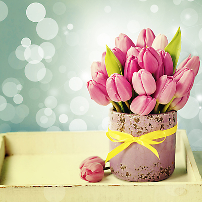 포토 JPG 해외이미지 리본 꽃다발 실내 사람없음 튤립 보케 빛망울 나무쟁반 블러효과 초록배경 해외202004 해외포토 꽃 백그라운드 쟁반 내부 목재 초록색 빛 블러 파일형식 효과