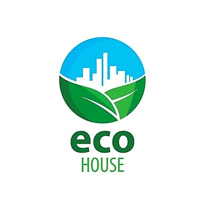 EPS 해외이미지 잎 일러스트 사람없음 건물 도시 원형 심볼 에코 친환경 해외202004 해외202105 해외일러스트 도형 식물 건축물 환경 파일형식 벡터