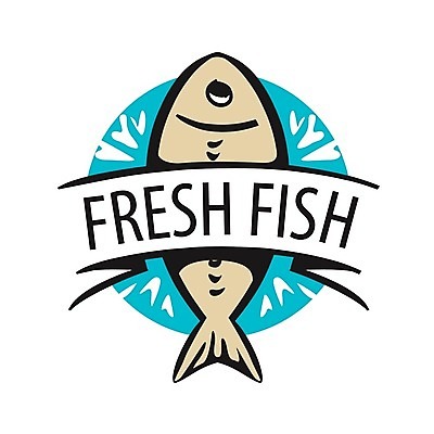 EPS 해외이미지 리본 음식 일러스트 어류 사람없음 신선 심볼 해외202004 해외202105 해외일러스트 수중동물 파일형식 벡터