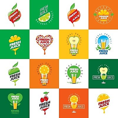 EPS 해외이미지 디자인 리본 음료 백그라운드 오렌지 일러스트 사람없음 세트 체리 사과 과일주스 레몬 심볼 해외202004 해외202105 해외일러스트 과일 주스 파일형식 벡터