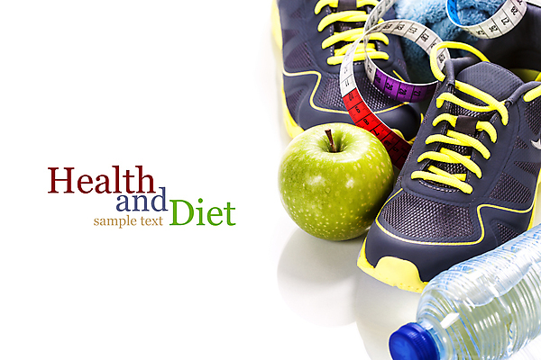 포토 JPG 해외이미지 운동화 다이어트 줄자 타이포그라피 사람없음 수건 사과 물병 오브젝트 흰배경 해외202004 해외포토 문자 백그라운드 신발 과일 자 건강 위생용품 흰색 물통 파일형식