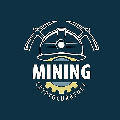 EPS 해외이미지 일러스트 타이포그라피 사람없음 디지털 안전모 남색 발굴 심볼 톱니바퀴 곡괭이 가상화폐 해외202004 해외202105 해외일러스트 문자 컬러 돈 헬멧 안전장비 파일형식 벡터