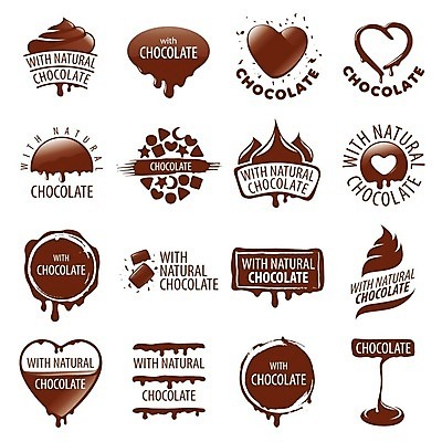 EPS 해외이미지 디자인 일러스트 디저트 타이포그라피 사람없음 세트 초콜릿 하트 달콤 심볼 해외202004 해외202105 해외일러스트 모양 문자 음식 맛 파일형식 벡터