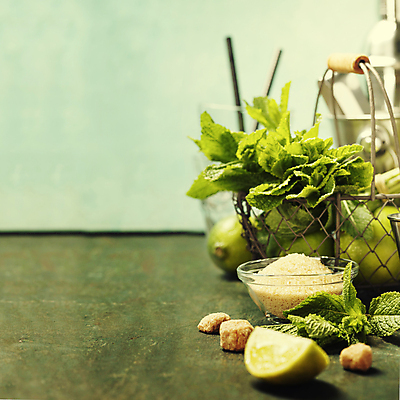 포토 JPG 해외이미지 그릇 사람없음 바구니 설탕 민트 담기 파란배경 라임 모히토 카피스페이스 해외202004 해외포토 식기 백그라운드 과일 모션 파란색 공백 칵테일 허브 파일형식