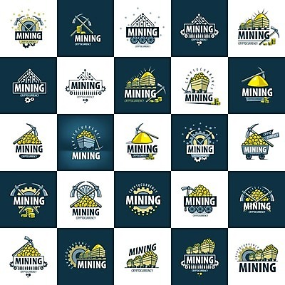 EPS 해외이미지 일러스트 타이포그라피 사람없음 세트 디지털 동전 수레 황금 회로판 발굴 심볼 톱니바퀴 곡괭이 동전탑 가상화폐 해외202004 해외202105 해외일러스트 문자 돈 쌓기 카트 파일형식 벡터