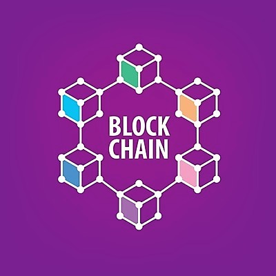 EPS 해외이미지 일러스트 타이포그라피 사람없음 디지털 보라색 네트워크 연결 심볼 육면체 블록체인 해외202004 해외202105 해외일러스트 도형 문자 컬러 금융 파일형식 벡터 4차산업