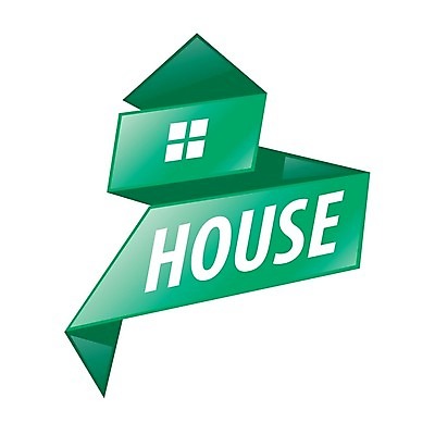 EPS 해외이미지 리본 일러스트 주택 사람없음 초록색 심볼 집모양 해외202004 해외202105 해외일러스트 모양 컬러 건물 파일형식 벡터