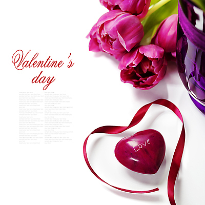 포토 JPG 해외이미지 리본 실내 발렌타인데이 타이포그라피 사람없음 장식 튤립 하트 흰배경 카피스페이스 해외202004 해외포토 모양 문자 꽃 백그라운드 데이이벤트 내부 공백 흰색 파일형식