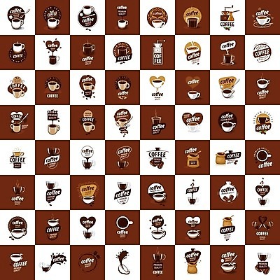 EPS 해외이미지 디자인 커피 백그라운드 일러스트 사람없음 세트 갈색 숟가락 원두 하트 커피잔 심볼 글라이더 커피자루 원두봉투 해외202004 해외202105 해외일러스트 모양 음료 컬러 봉투 잔 수저 자루 파일형식 벡터