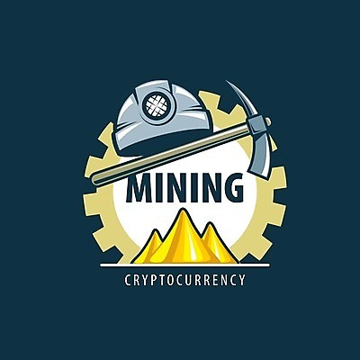 EPS 해외이미지 일러스트 타이포그라피 사람없음 디지털 황금 안전모 남색 발굴 심볼 톱니바퀴 곡괭이 가상화폐 해외202004 해외202105 해외일러스트 문자 컬러 돈 헬멧 안전장비 파일형식 벡터