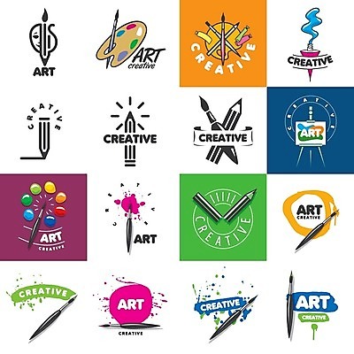 EPS 해외이미지 교육 리본 일러스트 학교 미술 사람없음 세트 연필 스쿨라이프 물감 붓 팔레트 심볼 미술교육 창의력 해외202004 해외202105 해외일러스트 라이프스타일 문화예술 학용품 필기구 미술도구 파일형식 벡터