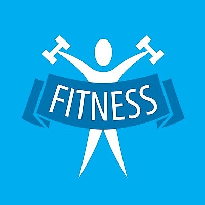 EPS 해외이미지 리본 하늘색 일러스트 사람모양 건강 사람없음 운동 건강관리 헬스 아령 헬스장 해외202004 해외202105 해외일러스트 모양 관리 파란색 파일형식 벡터