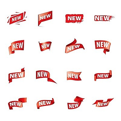 EPS 해외이미지 리본 일러스트 새로움 사람없음 빨간색 쇼핑 세트 심볼 신상품 해외202004 해외202105 해외일러스트 컬러 컨셉 상품 파일형식 벡터