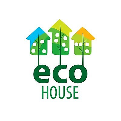 EPS 해외이미지 나무 일러스트 사람없음 심볼 에코 친환경 집모양 해외202004 해외202105 해외일러스트 모양 식물 환경 파일형식 벡터