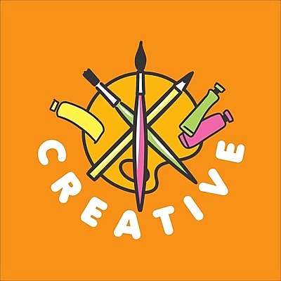 EPS 해외이미지 일러스트 학교 미술 사람없음 연필 스쿨라이프 주황색 물감 붓 팔레트 심볼 미술교육 창의력 해외202004 해외202105 해외일러스트 라이프스타일 교육 컬러 문화예술 학용품 필기구 미술도구 파일형식 벡터