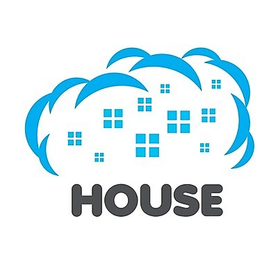 EPS 해외이미지 구름 하늘색 일러스트 주택 사람없음 심볼 구름모양 해외202004 해외202105 해외일러스트 자연요소 모양 건물 파란색 파일형식 벡터 구름_자연