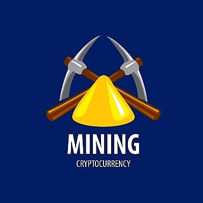 EPS 해외이미지 일러스트 타이포그라피 사람없음 파란색 디지털 황금 발굴 심볼 곡괭이 가상화폐 해외202004 해외202105 해외일러스트 문자 컬러 돈 파일형식 벡터