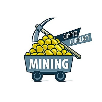 EPS 해외이미지 일러스트 타이포그라피 사람없음 디지털 수레 황금 발굴 심볼 곡괭이 가상화폐 해외202004 해외202105 해외일러스트 문자 돈 카트 파일형식 벡터