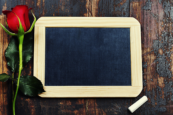 포토 JPG 해외이미지 실내 사람없음 장미 칠판 분필 나무바닥 카피스페이스 해외202004 해외포토 꽃 바닥 내부 공백 초크 파일형식