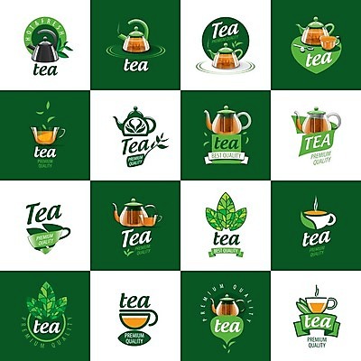 EPS 해외이미지 디자인 백그라운드 잎 일러스트 사람없음 세트 숟가락 머그컵 차 찻잔 찻주전자 허브 심볼 해외202004 해외202105 해외일러스트 식물 음료 주전자 잔 수저 컵 파일형식 벡터