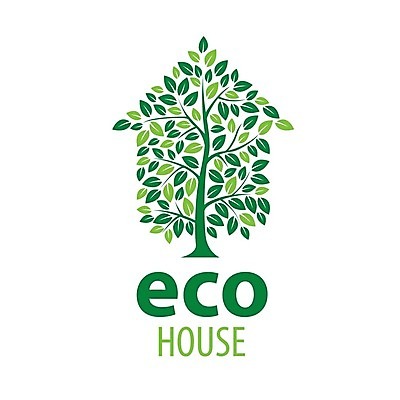 EPS 해외이미지 나무 일러스트 나뭇잎 사람없음 심볼 에코 친환경 집모양 해외202004 해외202105 해외일러스트 모양 식물 잎 환경 파일형식 벡터