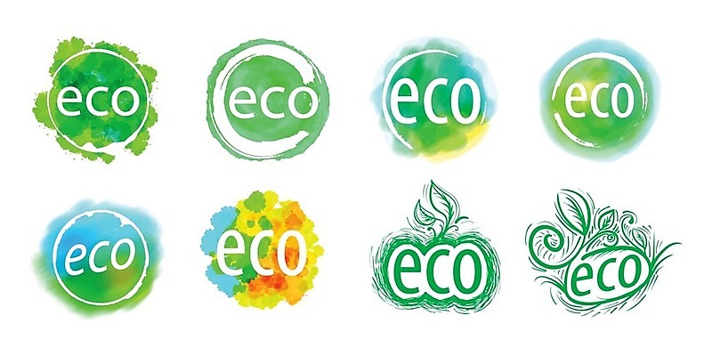 EPS 해외이미지 식물 줄기 잎 일러스트 수채화 사람없음 세트 원형 그린에너지 심볼 에코 친환경 손그림 해외202004 해외202105 해외일러스트 도형 환경 에너지 파일형식 벡터