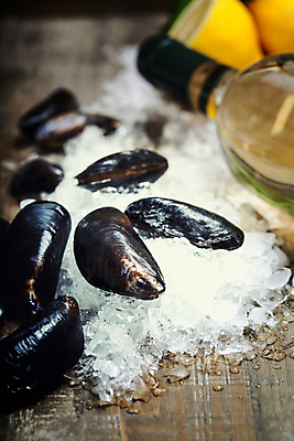 포토 JPG 해외이미지 조개 사람없음 얼음 화이트와인 레몬 나무바닥 홍합 해외202004 해외포토 자연요소 과일 어패류 바닥 와인 파일형식