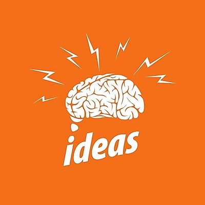 EPS 해외이미지 생각 일러스트 아이디어 창조 사람없음 주황색 심볼 뇌 번개모양 해외202004 해외202105 해외일러스트 모양 컬러 컨셉 번개 파일형식 벡터