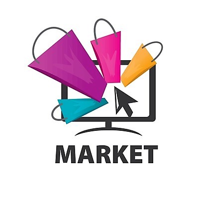 EPS 해외이미지 일러스트 사람없음 쇼핑 쇼핑백 모니터 심볼 커서 온라인쇼핑 모바일쇼핑 해외202004 해외202105 해외일러스트 가방 컴퓨터 온라인 파일형식 벡터