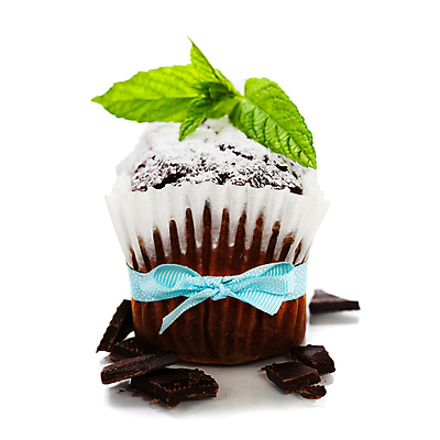포토 JPG 해외이미지 리본 실내 사람없음 초콜릿 달콤 컵케이크 민트 흰배경 슈가파우더 초코맛 해외202004 해외포토 백그라운드 디저트 내부 케이크 흰색 맛 허브 파일형식