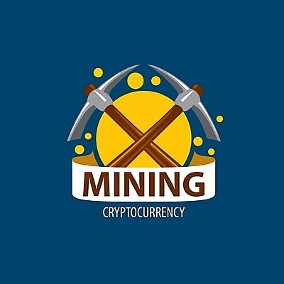 EPS 해외이미지 리본 일러스트 타이포그라피 사람없음 파란색 디지털 발굴 심볼 곡괭이 가상화폐 해외202004 해외202105 해외일러스트 문자 컬러 돈 파일형식 벡터